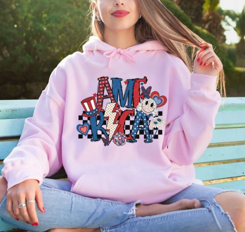 Independence Day Hoodie Retro America Lightning Bolt 3