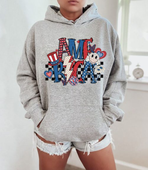 Independence Day Hoodie Retro America Lightning Bolt 4