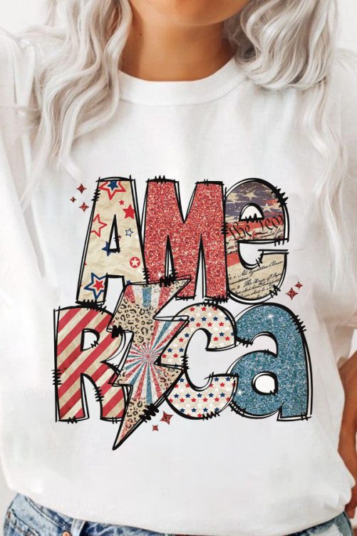 Independence Day T shirt America Glitter 1