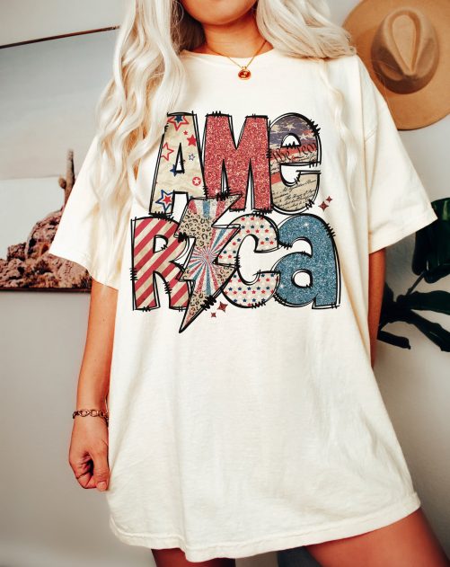 Independence Day T shirt America Glitter