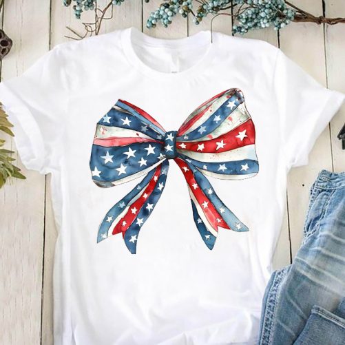 Independence Day T shirt American Flag Bow tie 1