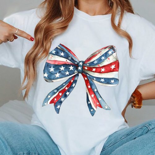 Independence Day T shirt American Flag Bow tie 2