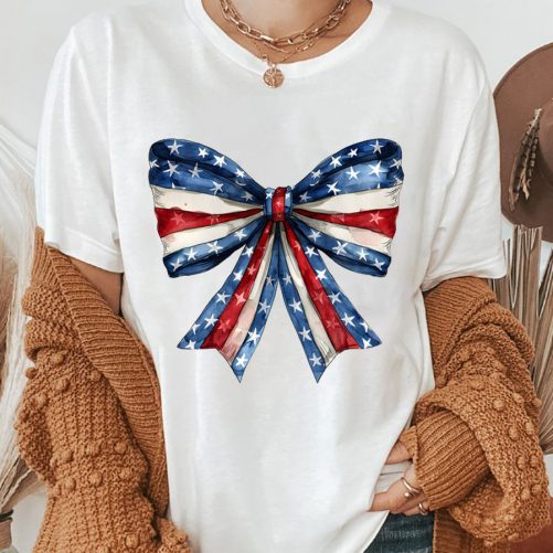 Independence Day T shirt American Flag Bow tie T shirt 2