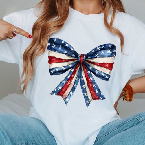 Independence Day T shirt American Flag Bow tie T shirt 3