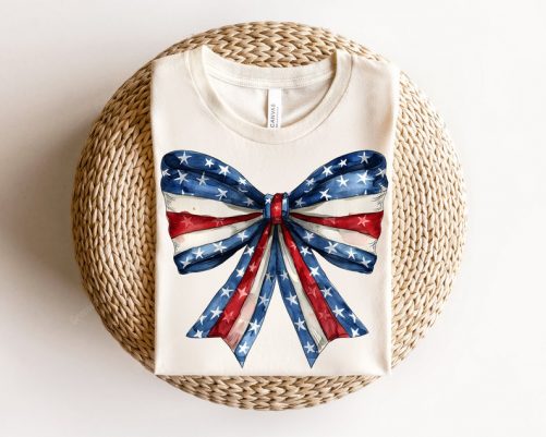 Independence Day T shirt American Flag Bow tie T shirt 4