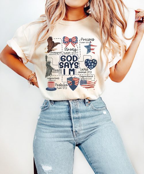 Independence Day T shirt Coquette God Says I Am 4th of July 6
