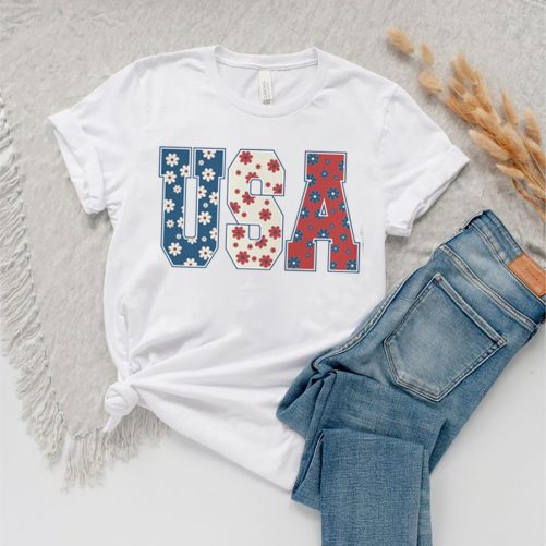 Independence Day T shirt Floral USA 1