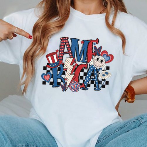 Independence Day T shirt Retro America Lightning Bolt 2