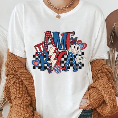 Independence Day T shirt Retro America Lightning Bolt 4