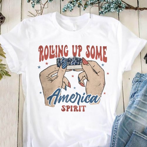 Independence Day T shirt Rolling Up Some America Spirit