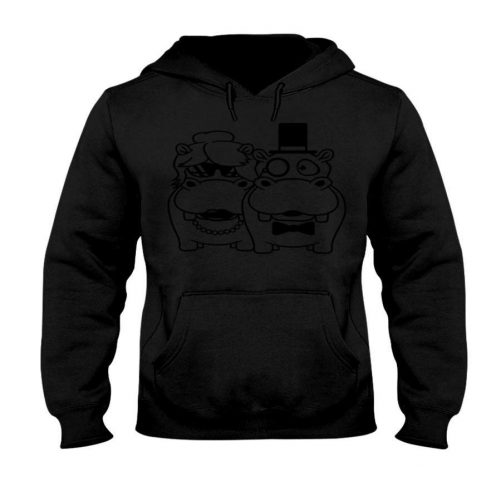 Hippo Wife And Husband Couple Gift Funny Hoodie 2