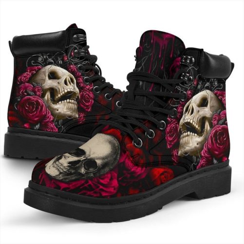 Floral Skull Boots Shoes Amazing Gift Idea