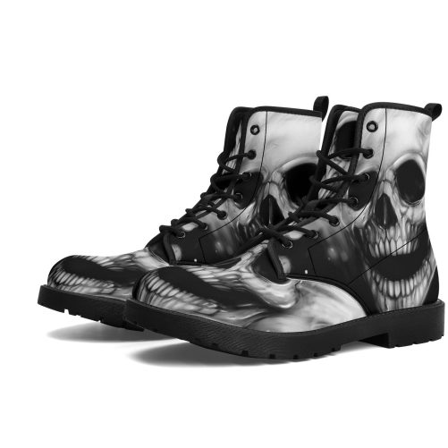 Gothic skull grim reaper boots for men women, Goth skull gothic women boots skeleton boots, Halloween grim reaper leather skull boots shoes 1