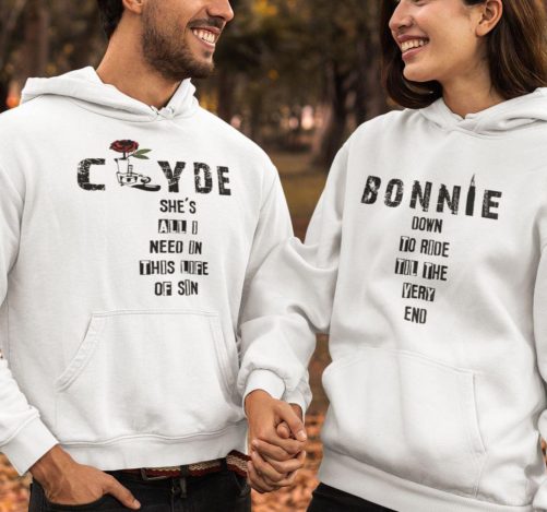 Matching Couple Hoodies Bonnie & Clyde Ride or De 1