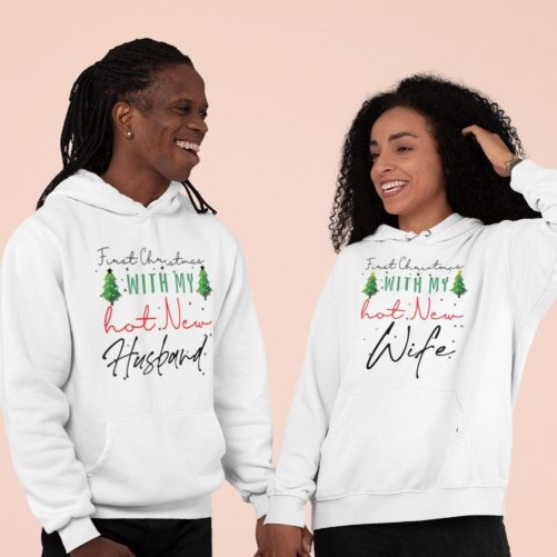 Matching Couple Hoodies First Christmas With My Hot New Husband:Wife