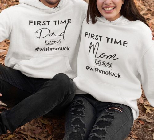 Matching Couple Hoodies First Time MomDad Wish Me Luck 1
