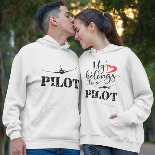 Matching Couple Hoodies My Heart Belong To A Pilot 1