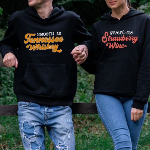 Matching Couple Hoodies Smooth As Tennessee Whiskey And Sweet As Strawberry Wine 1