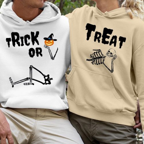 Matching Couple Hoodies Trick Or Treat   Halloween Gift