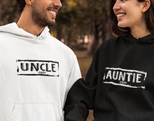 Matching Couple Hoodies Aunt And Uncle Ensemble Reveal Apparel 1