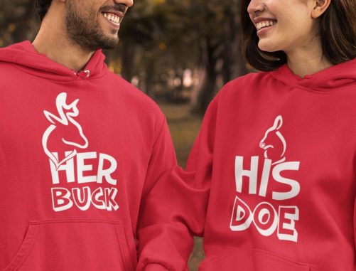 Matching Couple Hoodies Her Buck And His Doe 1