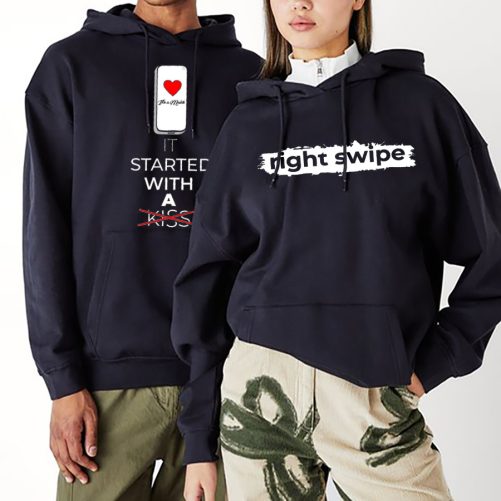 Matching Couple Hoodies It Started With a Right Swipe