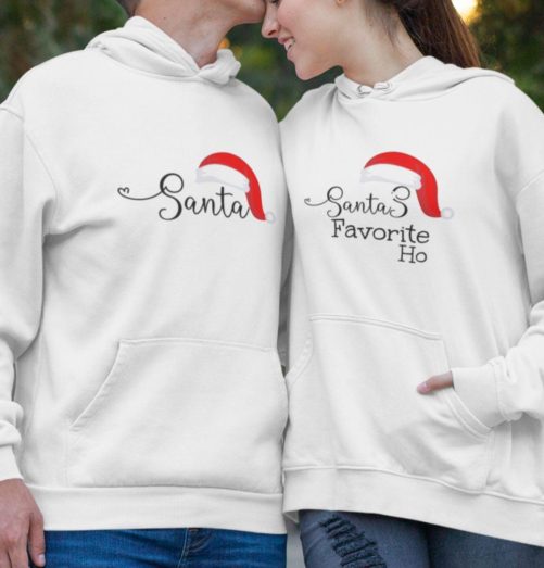 Matching Couple Hoodies Santa And Santa's Favorite Ho 1