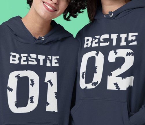 Personalized Bestie Hoodie Bestie 01 And 02 Matching Outfits  Perfect Best Friend Gifts 1