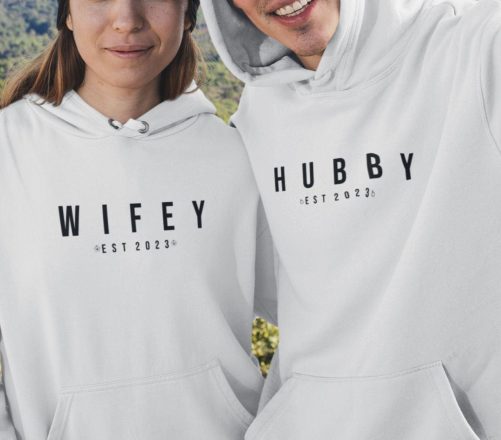 Personalized Matching Couple Hoodies Custom Year Matching Wifey And Hubby Outfits 1