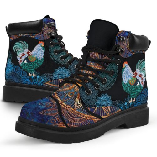 Chicken Flower Mandala As Boots Vegan Boots, All Season Boots For Womens, Mens, Personalize