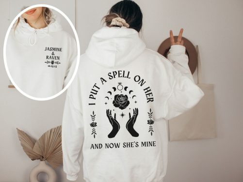 Personalized Lesbian Couple Engagement Hoodie 2