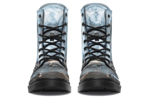 Aged Chrome Boots   Vegan Leather Doc Style Boots with Durable Stitched on Soles 2