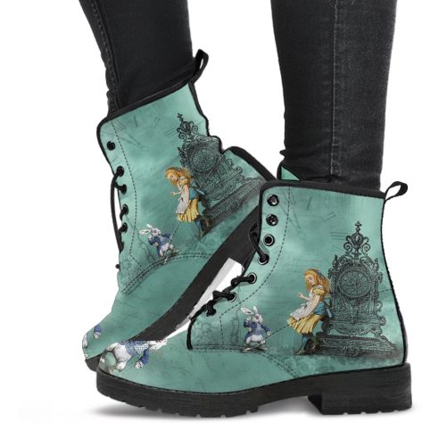 Alice and the White Rabbit #1 Women's Vegan Leather Combat Boots 2
