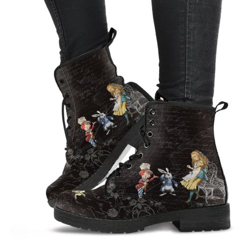 Alice in Wonderland #2 Women's Vegan Leather Combat Boots 1