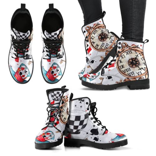 Alice in Wonderland #7 Women's Vegan Leather Combat Boots 1