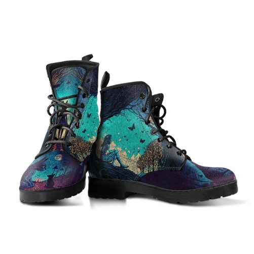 Alice in Wonderland #8 Women's Vegan Leather Combat Boots 2
