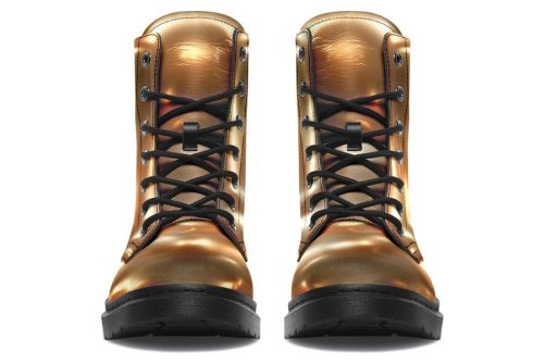 Amber Gold Boots   Vegan Leather Doc Style Boots with Durable Stitched on Soles 1