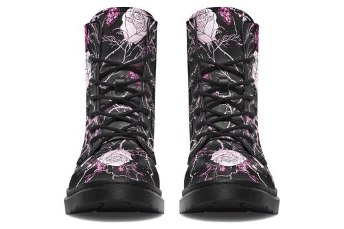 Amethyst Kintsugi Rose Boots   Vegan Leather Doc Style Boots with Durable Stitched on Soles 2