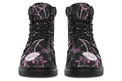 Amethyst Kintsugi Rose Classic Boots   High Quality Micro Suede Weatherproof Vegan Shoes with Stitched on Soles