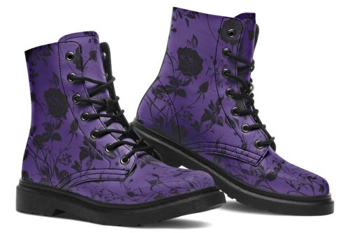 Amethyst Rose Romance Boots   Vegan Leather Doc Style Boots with Durable Stitched on Soles 1