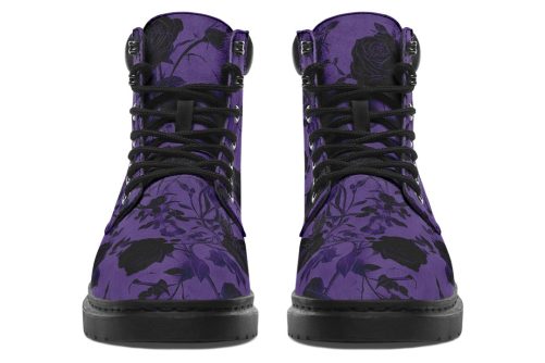 Amethyst Rose Romance Classic Boots   High Quality Micro Suede Weatherproof Vegan Shoes with Stitched on Soles
