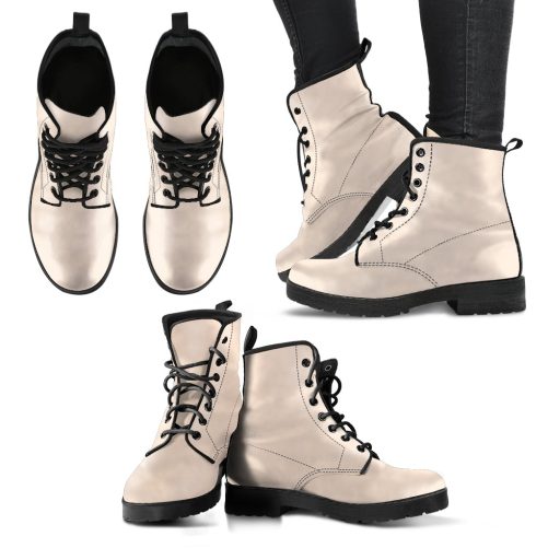 Antique White Women's Vegan Leather Boots 1