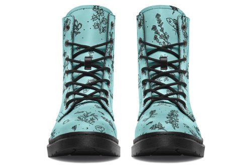 Aqua Nightshade Boots   Vegan Leather Doc Style Boots with Durable Stitched on Soles 1