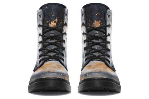 Ash And Gold Boots   Vegan Leather Doc Style Boots with Durable Stitched on Soles 1