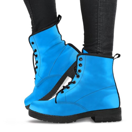 Baby Blue Sky Women's Vegan Leather Combat Boots 1
