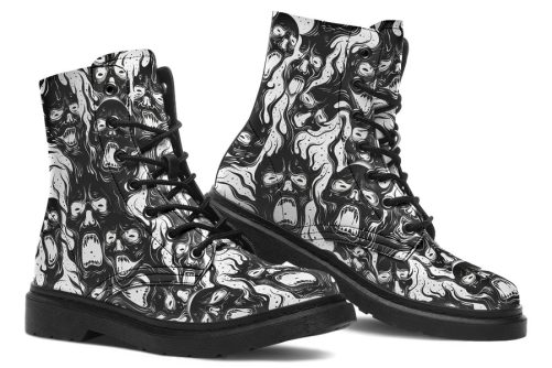 Black Torment Boots   Vegan Leather Doc Style Boots with Durable Stitched on Soles 1