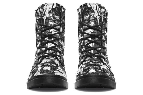 Black Torment Boots   Vegan Leather Doc Style Boots with Durable Stitched on Soles 2