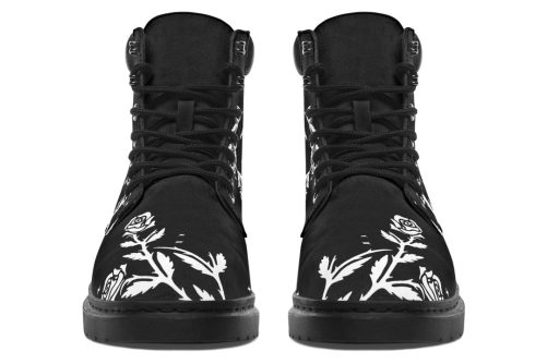 Black Widow Classic Boots   High Quality Micro Suede Weatherproof Vegan Shoes with Stitched on Soles