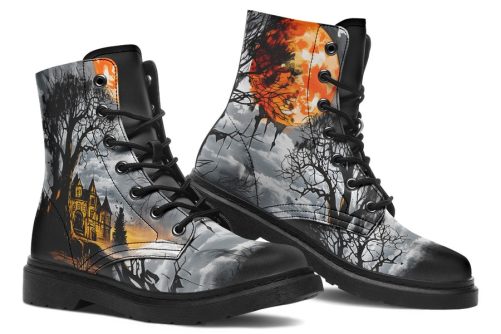 Blood Moon Manor Boots   Vegan Leather Doc Style Boots with Durable Stitched on Soles 1