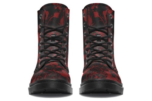 Blood Rose Romance Boots   Vegan Leather Doc Style Boots with Durable Stitched on Soles 2